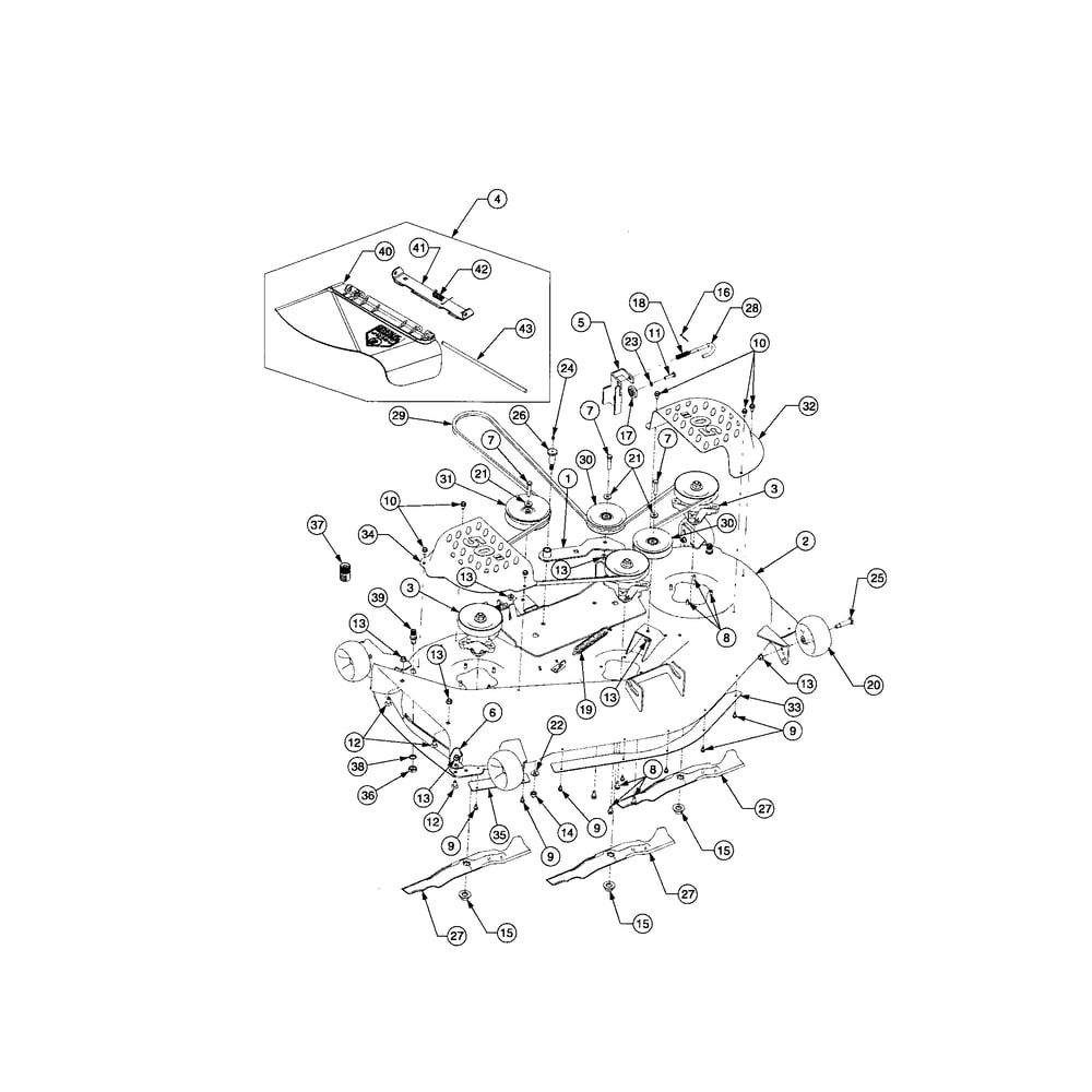 50" Mower Deck 1 Diagram and Parts List for RZTSERIES  Cub Cadet Lawn Tractor